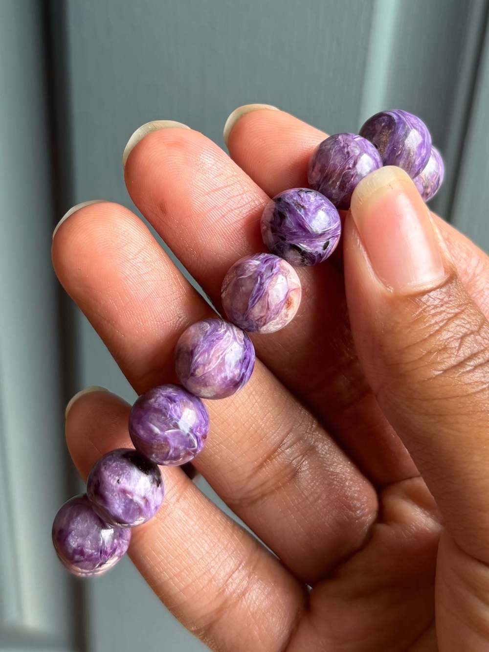 HQ Russian Charoite Crystal Bracelet 12mm - Picture 4 of 12